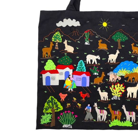 Forrest Outreach Foundation Peruvian Handcrafts Black Fabric Tote - Picture 3 of 11